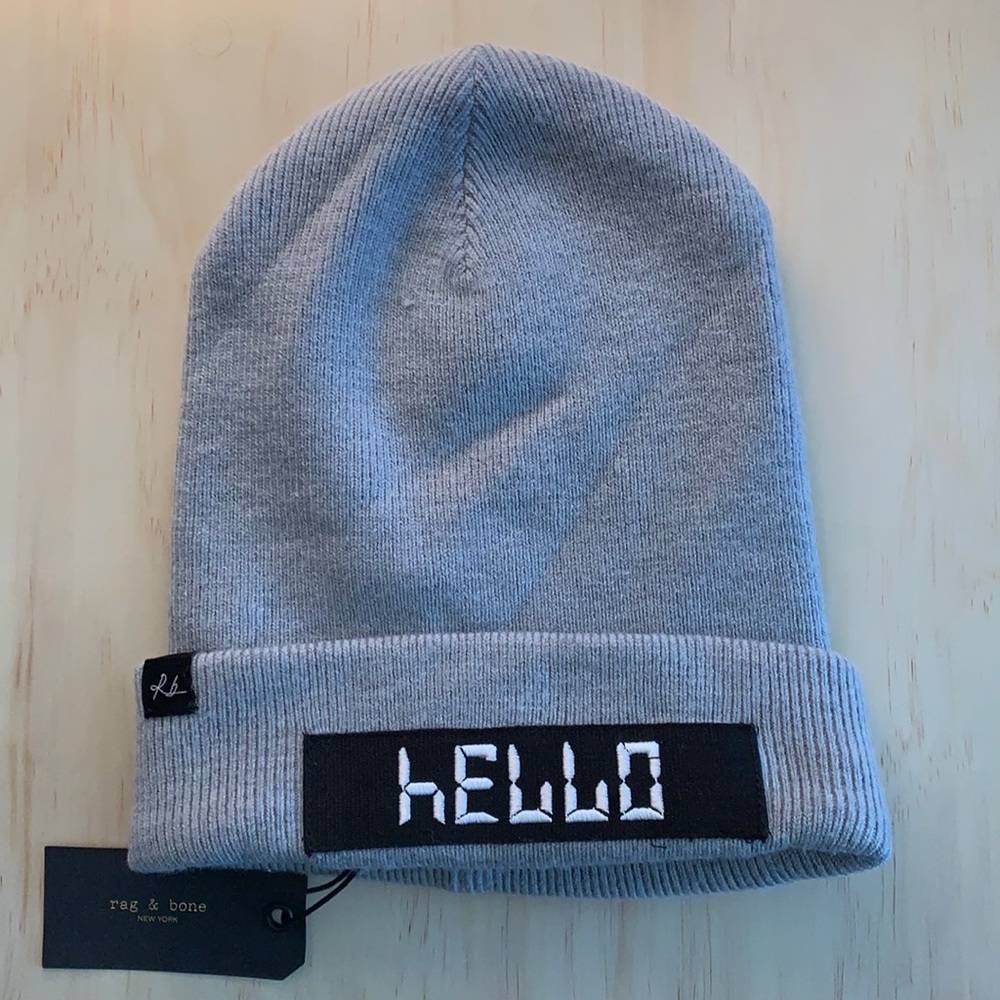 NWT rag & bone light grey Addison beanie